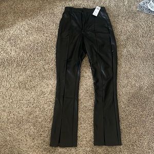 Abercrombie vegan leather split hem pants black curve love